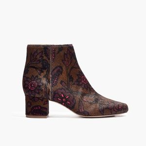 Madewell Brown Floral Ankle Boots